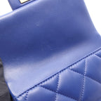 Chanel Shoulder Bag Quilted Mini Blue Lambskin Mini Chain — view 7