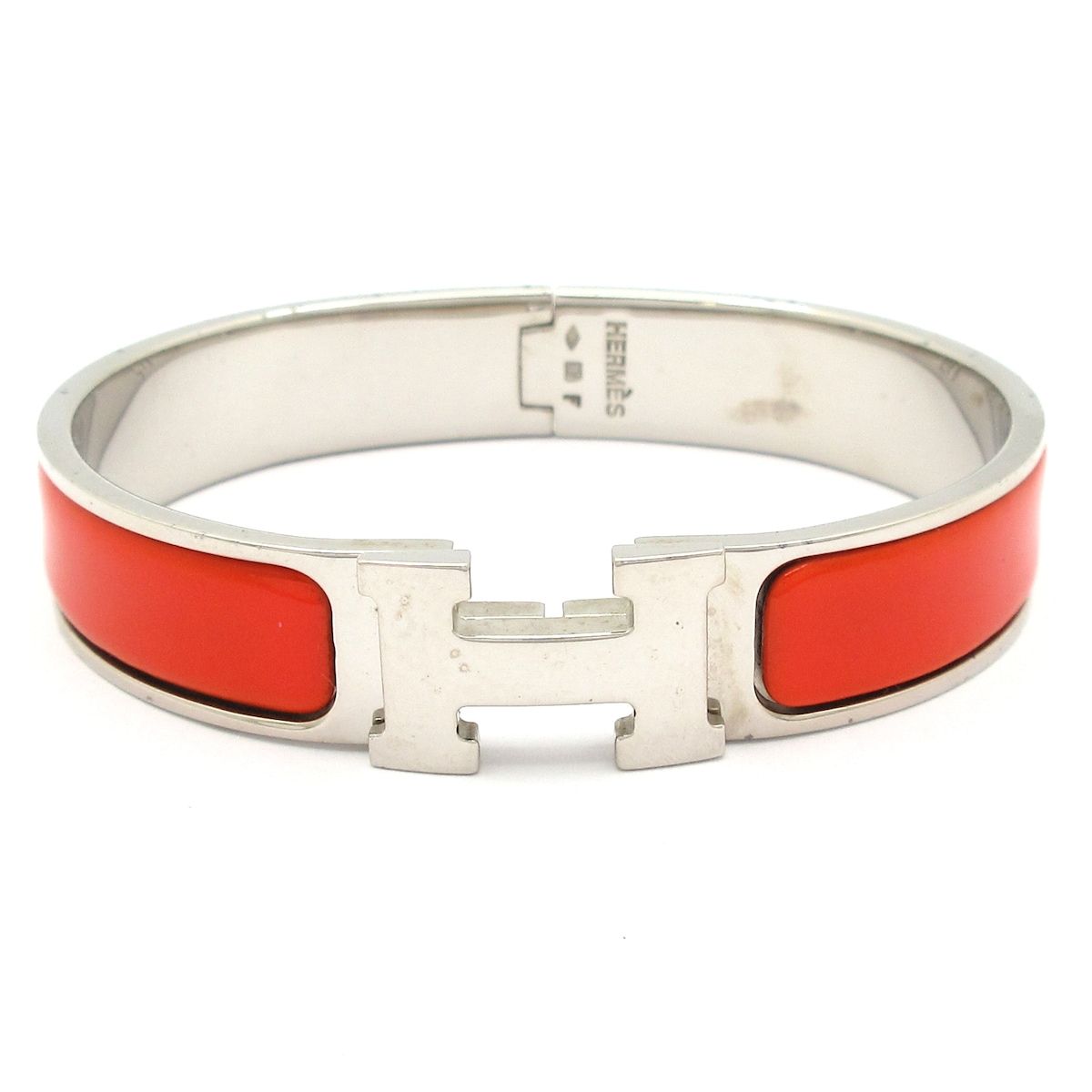 Hermes Bangle Clic Clac Ash Orange Silver Bracelet
