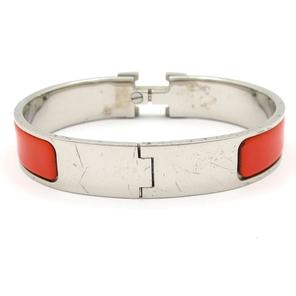 Hermes Bangle Clic Clac Ash Orange Silver Bracelet — view 3