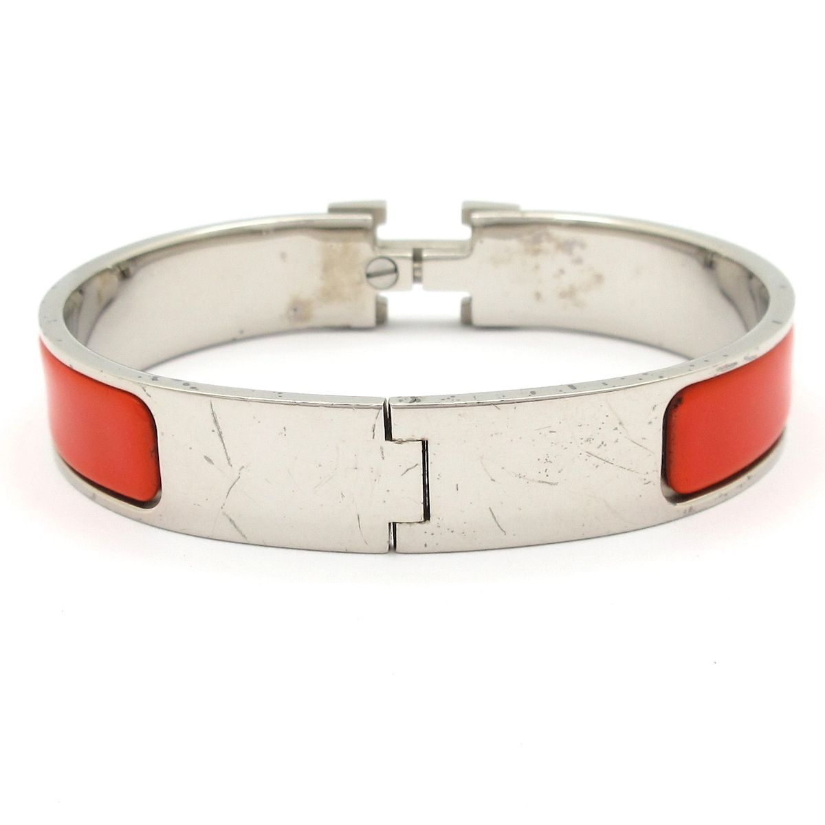 Hermes Bangle Clic Clac Ash Orange Silver Bracelet — view 3