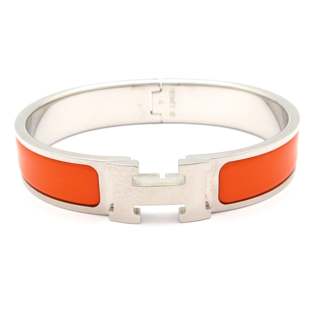 Hermes Bangle Clic Clac Ash Orange Silver Bracelet