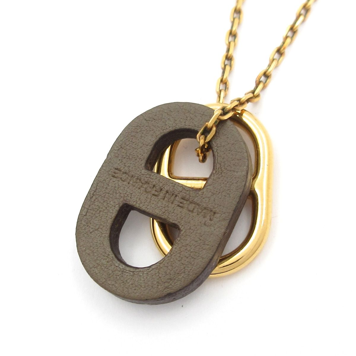 Hermes Necklace Chaine D'ancre Leather Gold — view 3