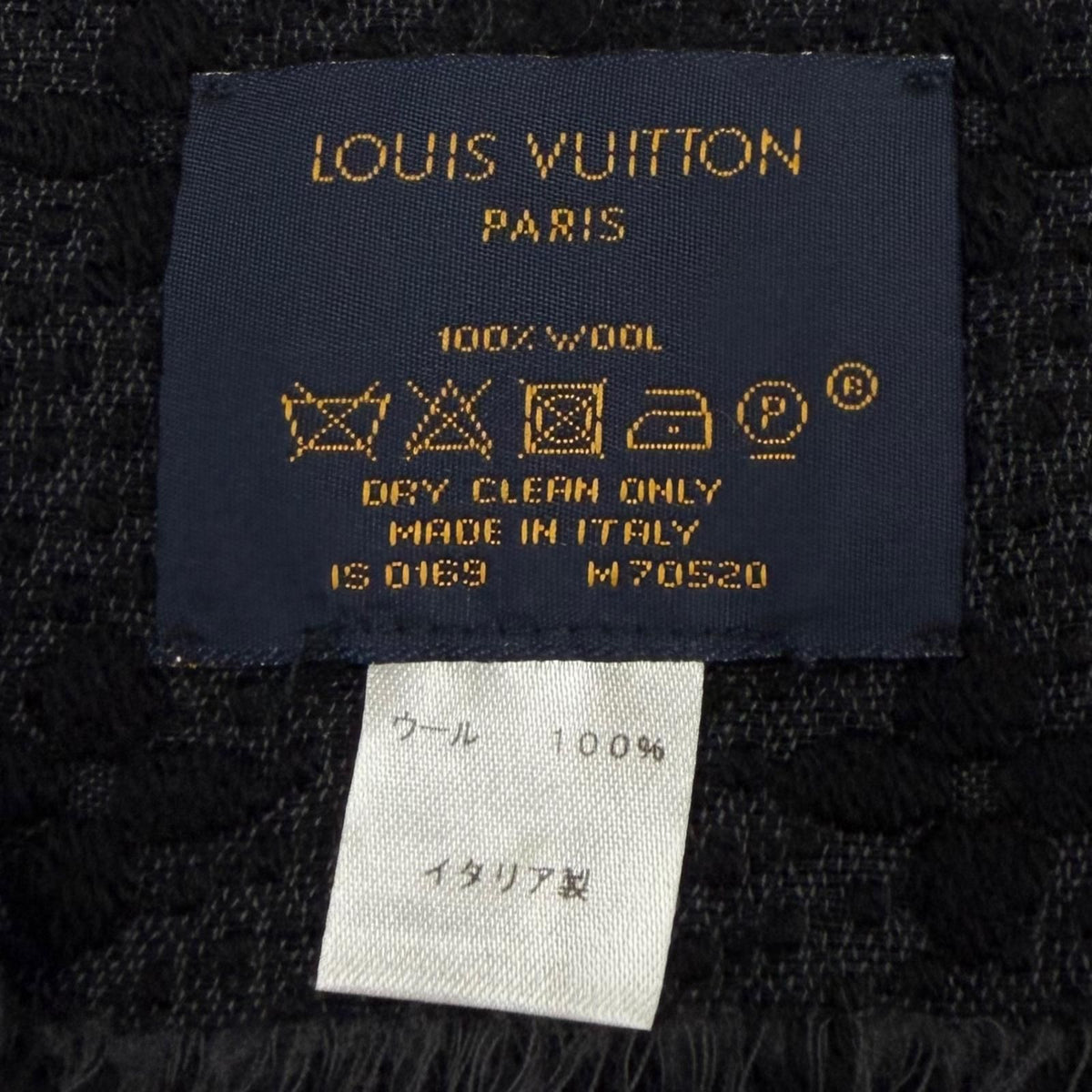 Louis Vuitton Wool 100% Monogram Classic Scarf with Fringes Black — view 8