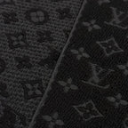 Louis Vuitton Wool 100% Monogram Classic Scarf with Fringes Black — view 6