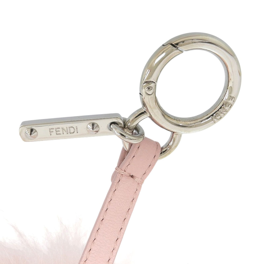 Fendi Flower Motif Fur Pom Charm Key Holder Bag Pink — view 7