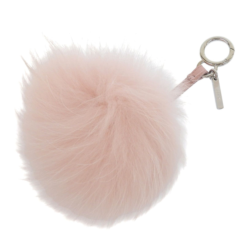 Fendi Flower Motif Fur Pom Charm Key Holder Bag Pink — view 3