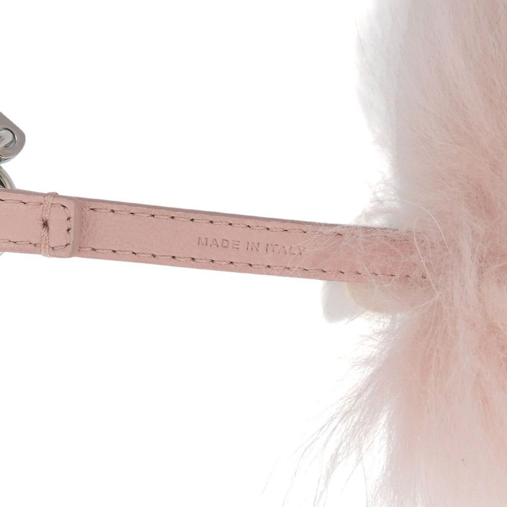Fendi Flower Motif Fur Pom Charm Key Holder Bag Pink — view 6