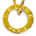 Celine Vintage Circle Logo Design Chain Pendant Gold