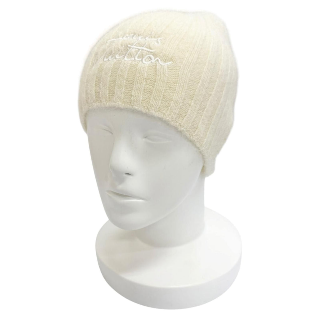 Louis Vuitton Beanie LV Script Mohair Nylon Logo Embroidery Knit Cap Hat