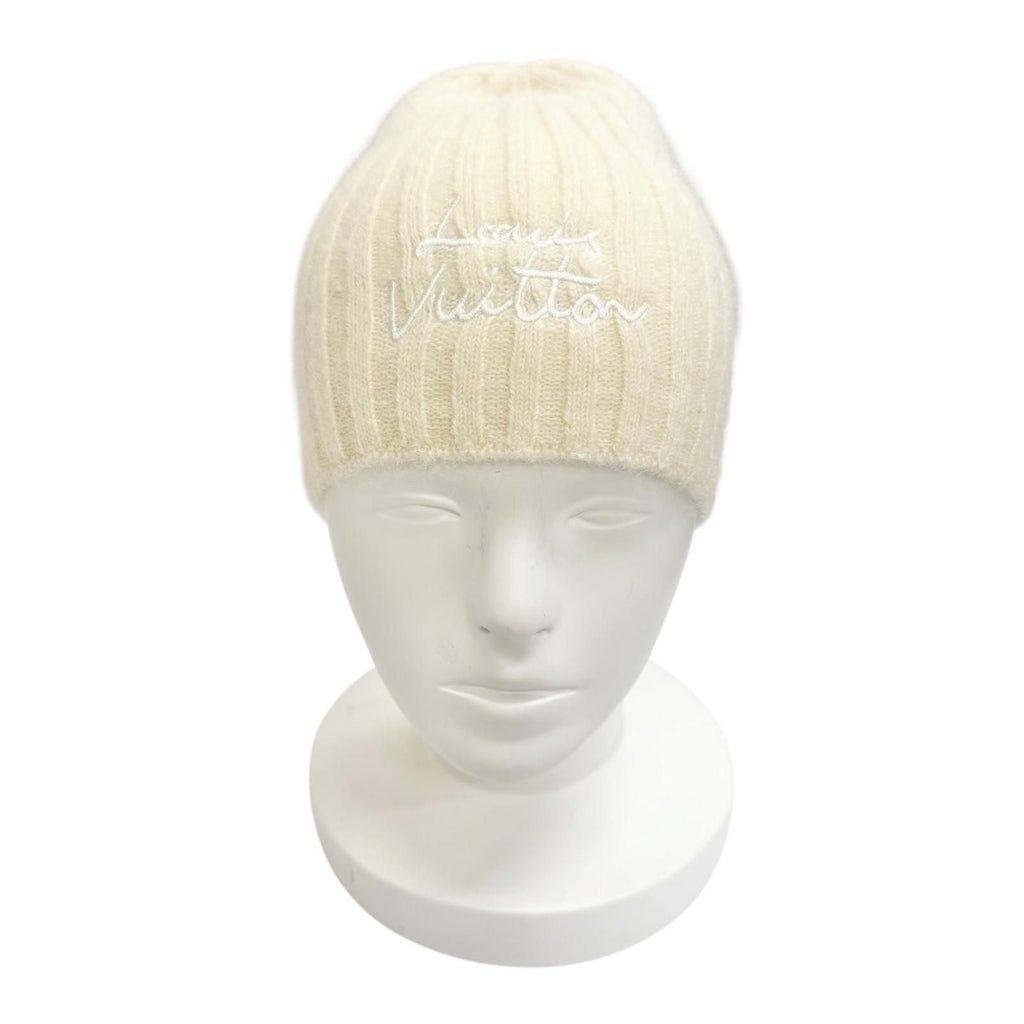 Louis Vuitton Beanie LV Script Mohair Nylon Logo Embroidery Knit Cap Hat — view 3