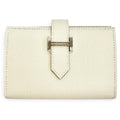 Hermes Bearn Mini Veau Epsom Craie Silver Coin Purse Compact Wallet Bifold