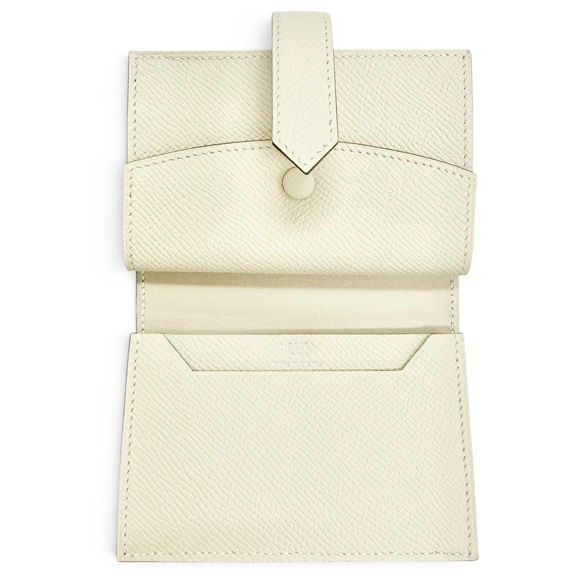 Hermes Bearn Mini Veau Epsom Craie Silver Coin Purse Compact Wallet Bifold — view 6