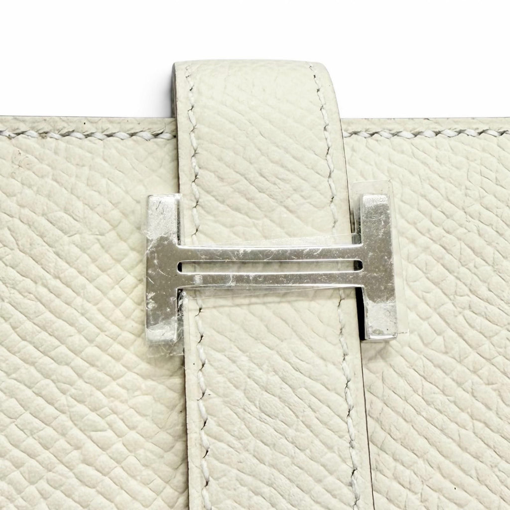 Hermes Bearn Mini Veau Epsom Craie Silver Coin Purse Compact Wallet Bifold — view 8
