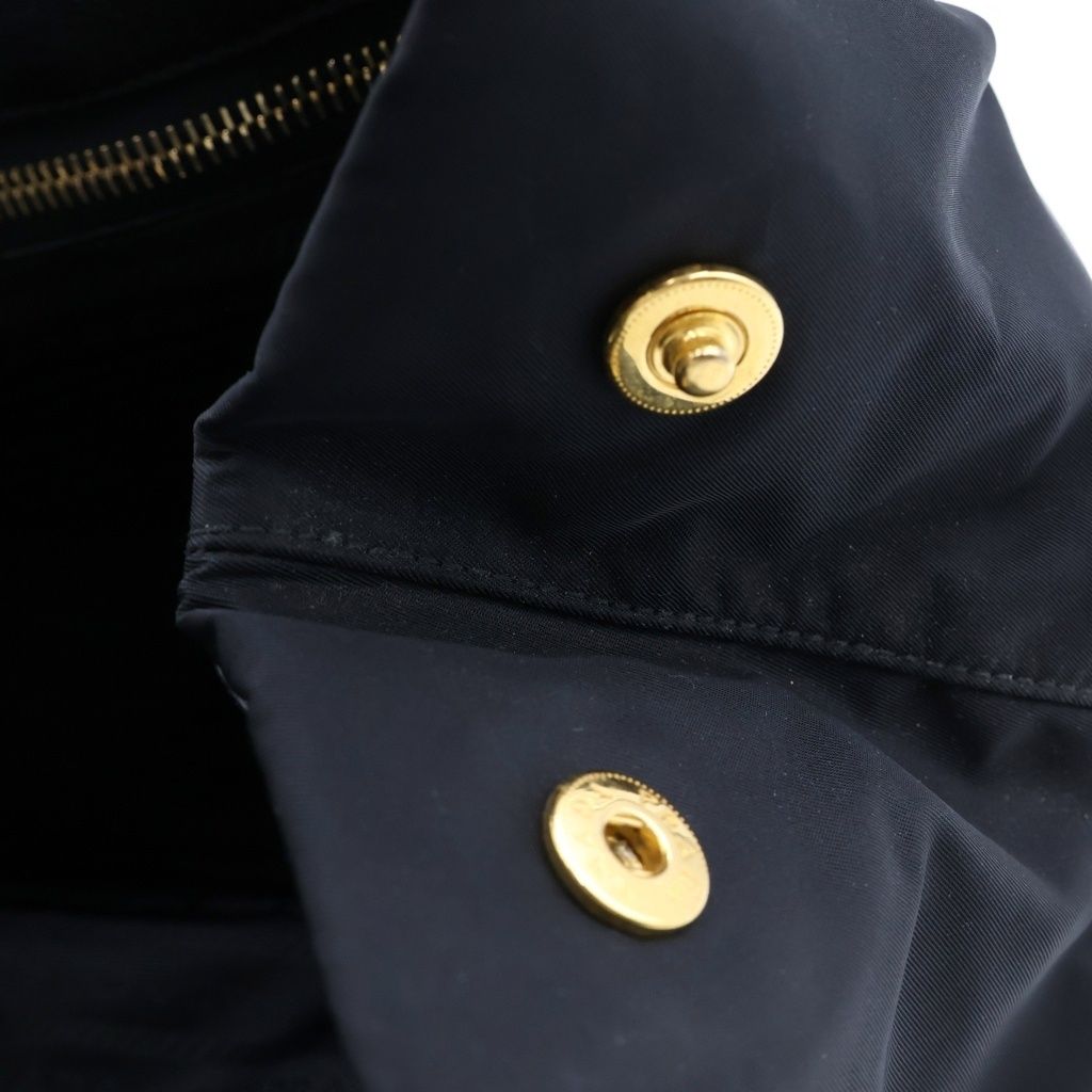 Prada Ribbon Nylon Handbag Mini Tote Black Gold — view 7