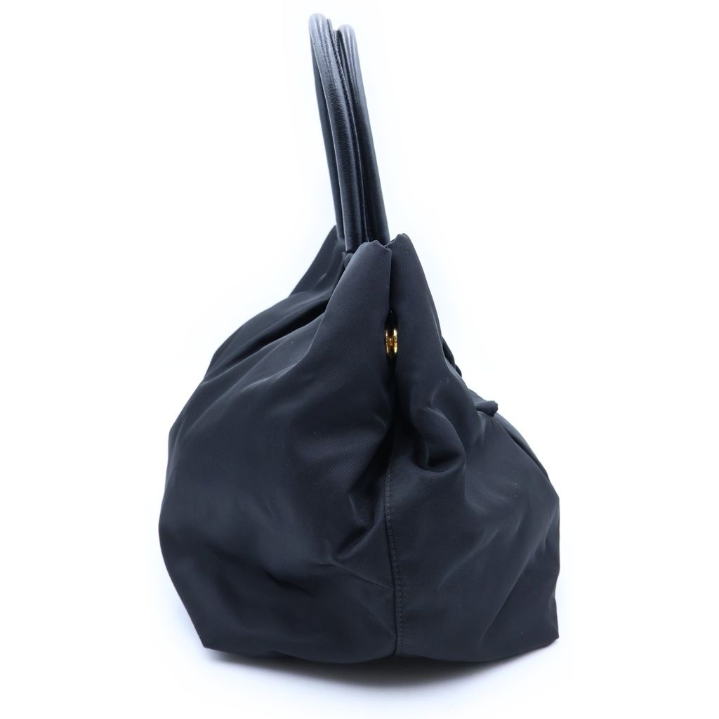 Prada Ribbon Nylon Handbag Mini Tote Black Gold — view 3