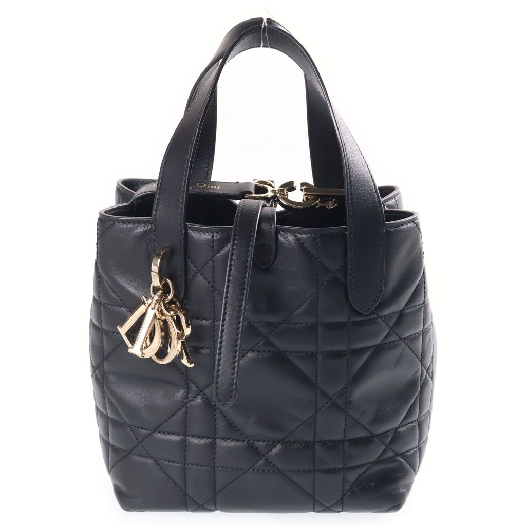 Dior Toujours Macro Cannage Vertical Tote Small 2-Way Shoulder Bag Black