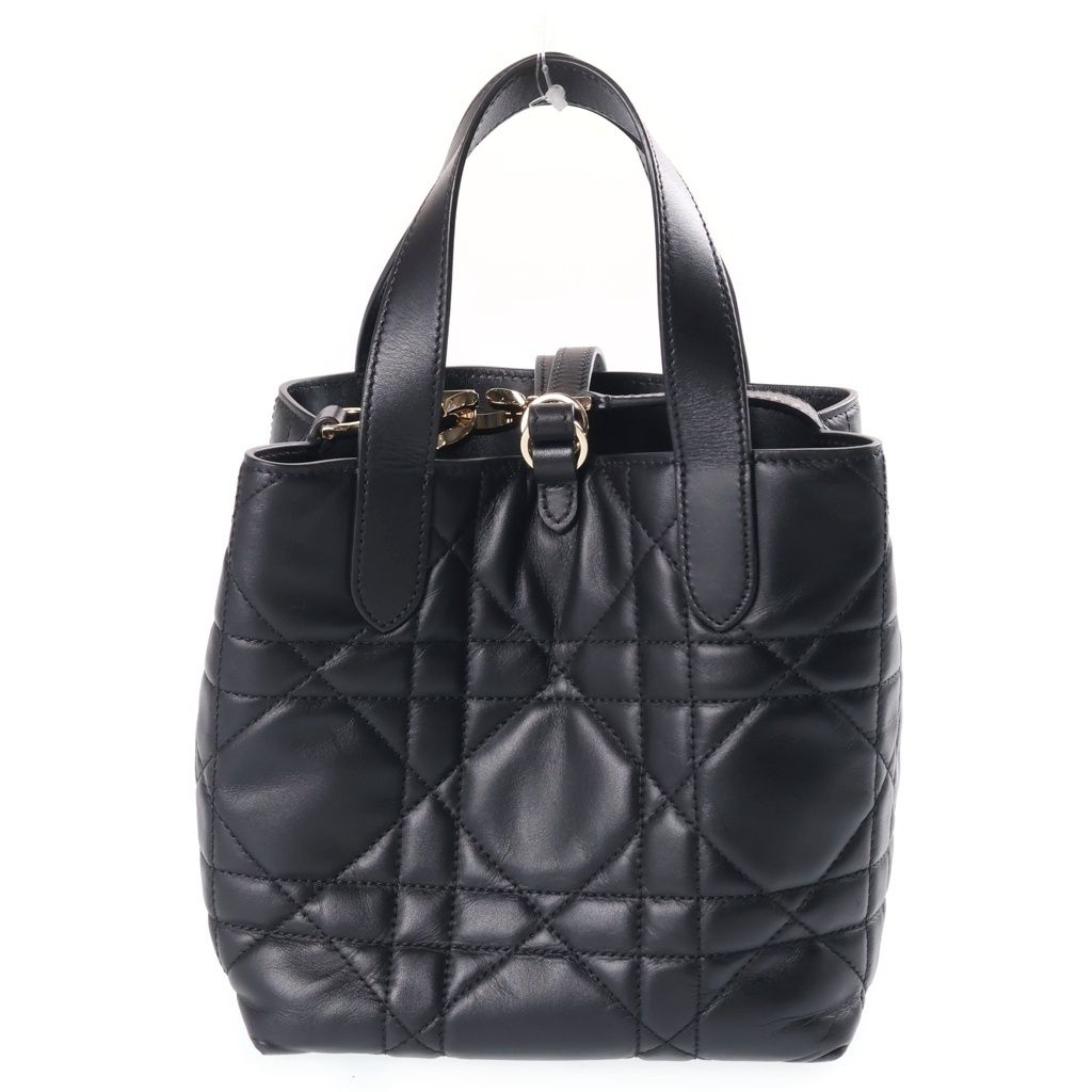 Dior Toujours Macro Cannage Vertical Tote Small 2-Way Shoulder Bag Black — view 2