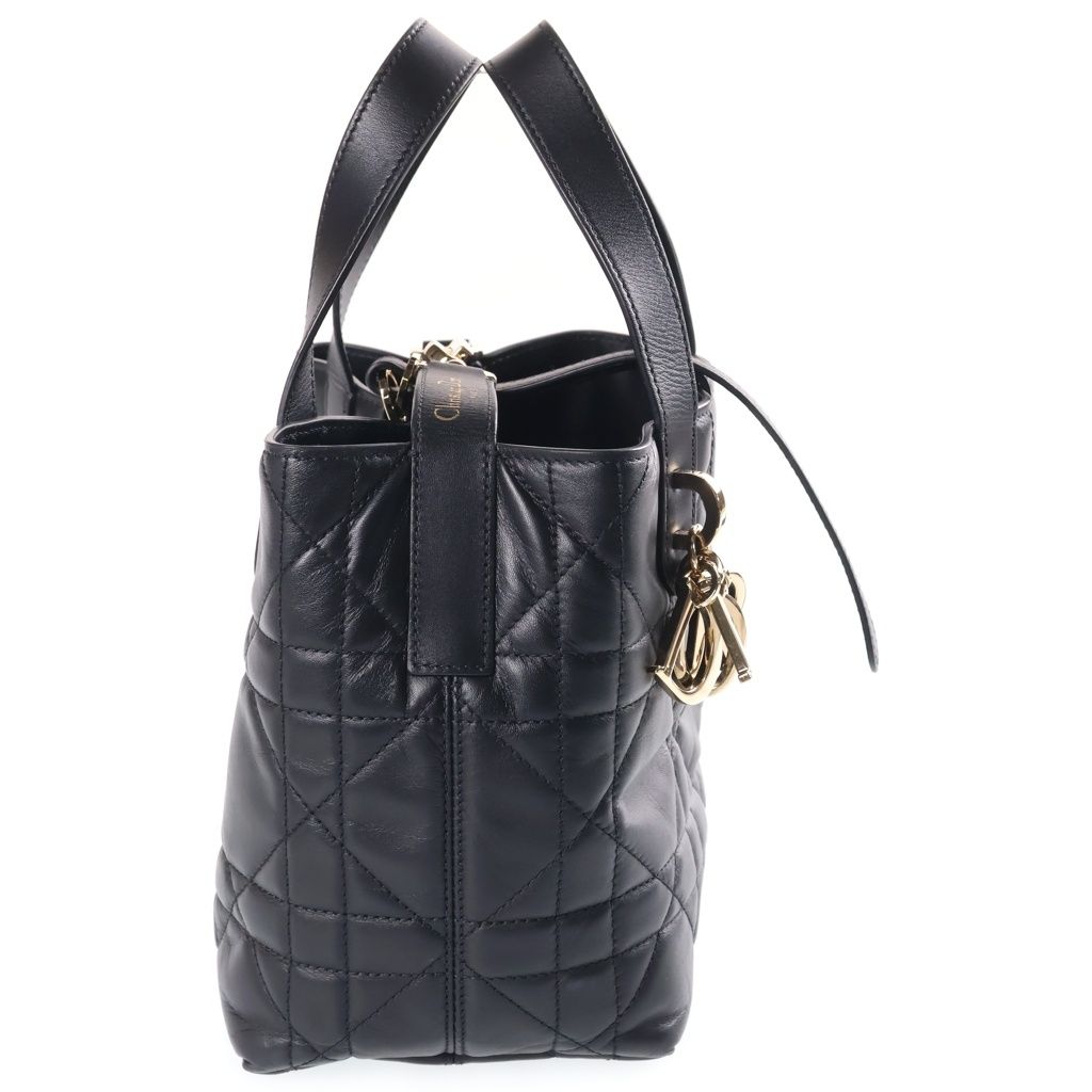 Dior Toujours Macro Cannage Vertical Tote Small 2-Way Shoulder Bag Black — view 3