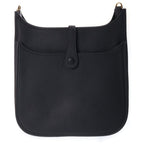 Hermes Evelyne PM Taurillon Clemence Shoulder Bag Gold Noir Black — view 2