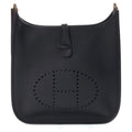 Hermes Evelyne PM Taurillon Clemence Shoulder Bag Gold Noir Black