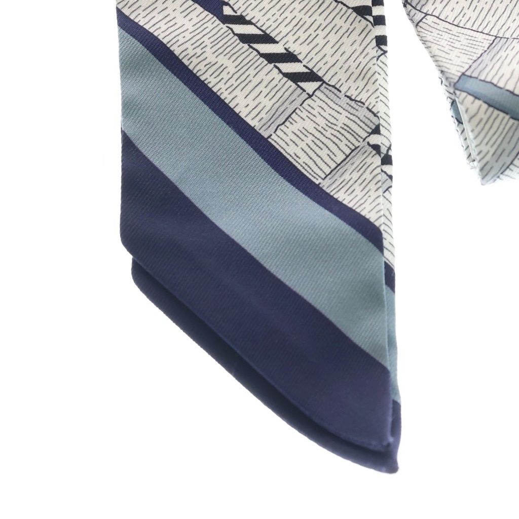 Hermes Mors a Jouets Chemise Silk Twill Twilly Navy Scarf — view 4