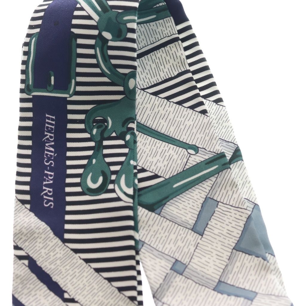 Hermes Mors a Jouets Chemise Silk Twill Twilly Navy Scarf — view 3