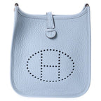 Hermes Evelyne TPM Shoulder Bag Silver Taurillon Clemence Blue Run Gris Perle