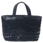 Saint Laurent Paris Tote Bag Wide Puffer Logo Black Nylon — view 2