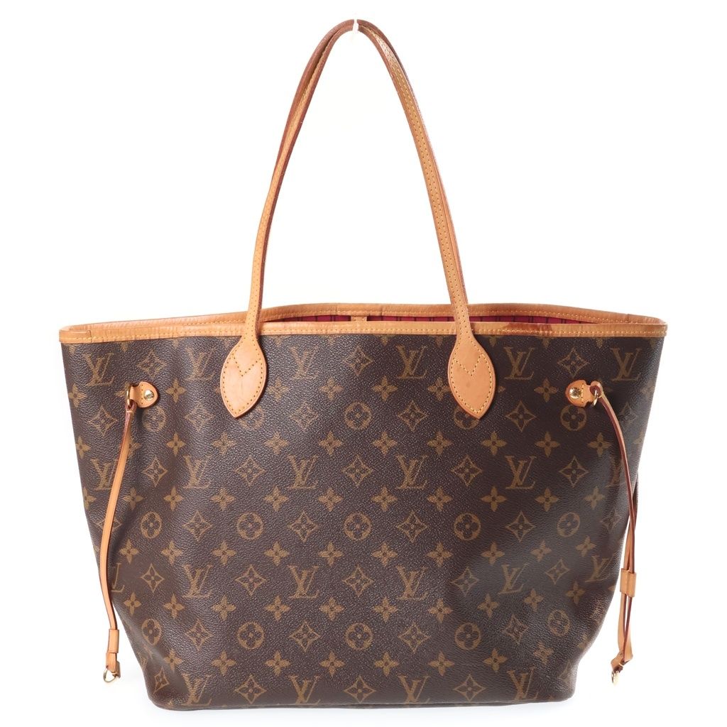 Louis Vuitton Monogram Neverfull MM Tote Bag Brown Leather Gold — view 2
