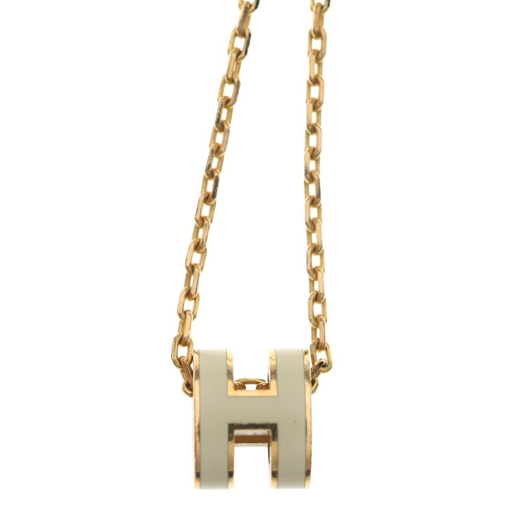 Hermes H Pop Mini Pendant Chain Gold White — view 3