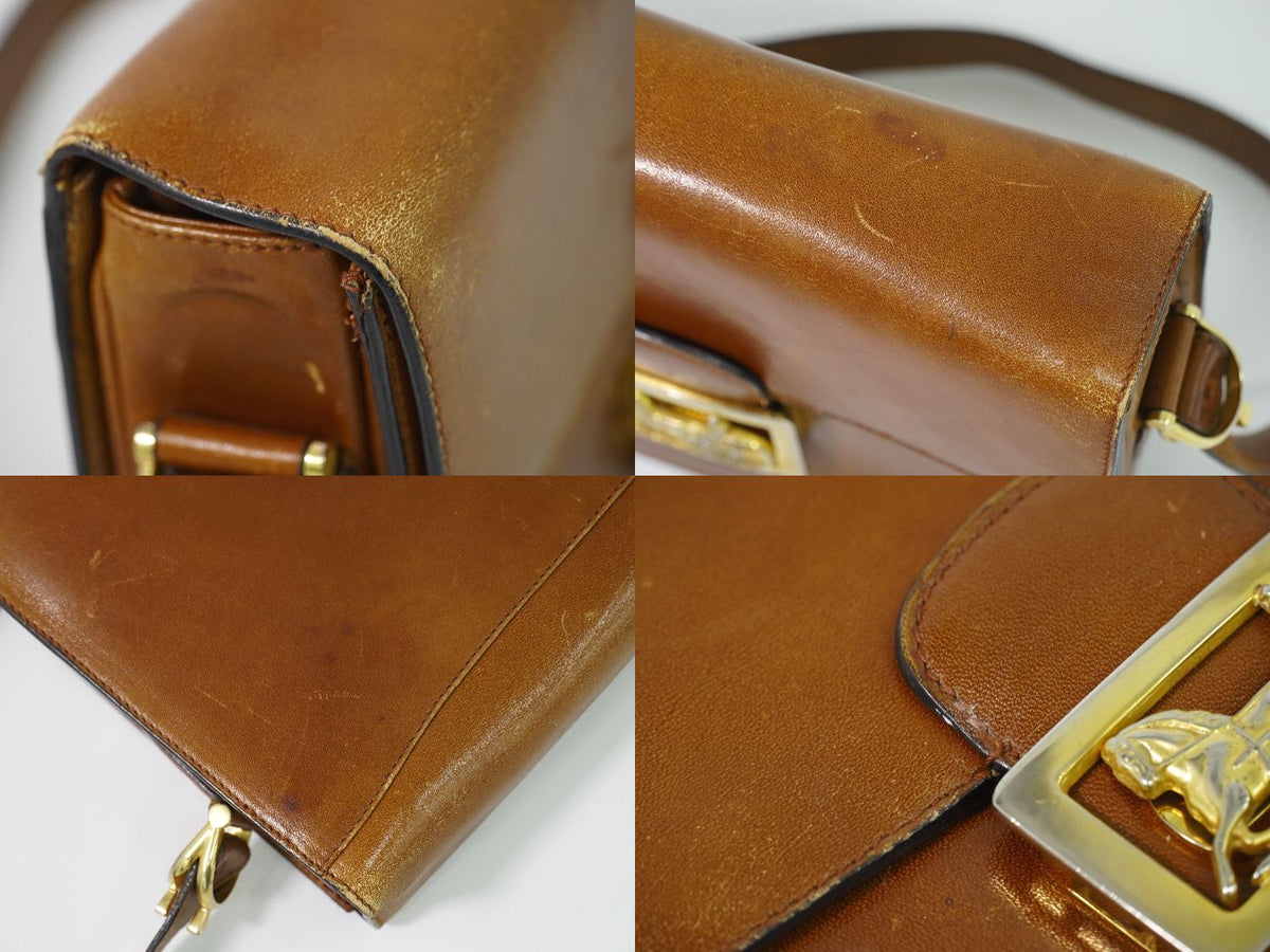 Celine Carriage Shoulder Bag Pochette Leather Brown — view 7