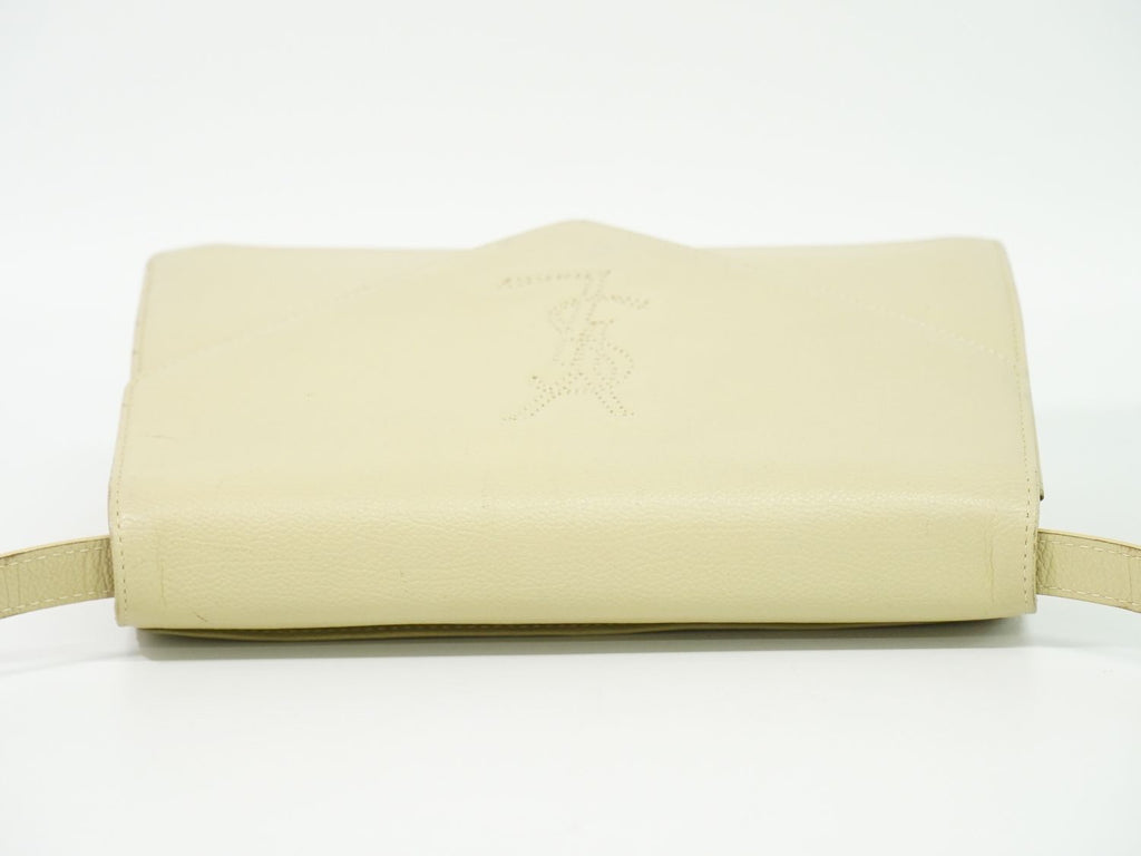 Saint Laurent YSL Logo 2-Way Shoulder Bag Clutch Leather Ivory — view 5