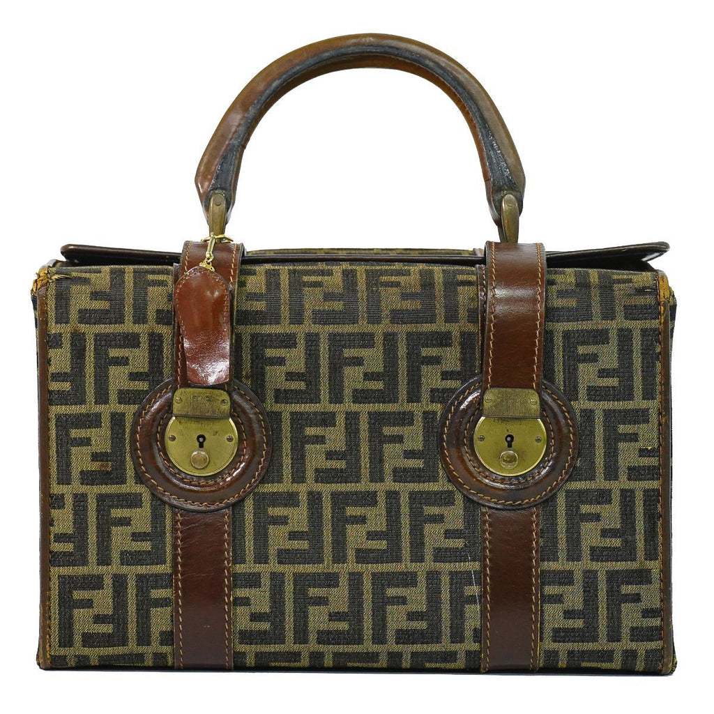 Fendi Zucca Trunk Handbag Canvas Brown Bag