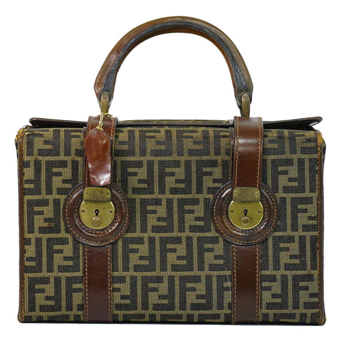 Fendi Zucca Trunk Handbag Canvas Brown Bag