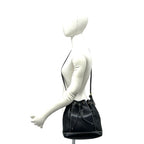Saint Laurent Vintage YSL Logo Leather Drawstring Shoulder Bag Pochette Black — view 2