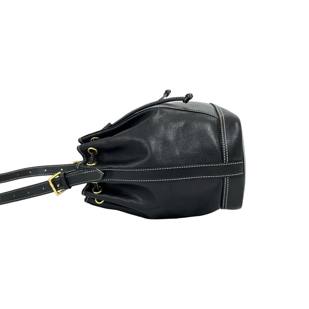 Saint Laurent Vintage YSL Logo Leather Drawstring Shoulder Bag Pochette Black — view 5