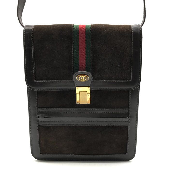 Gucci Sherry Line Suede Leather Shoulder Bag Crossbody Brown