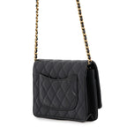 Chanel Chain Wallet Classic Quilted CC Logo Lambskin Black Shoulder Bag — view 2