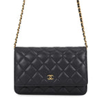 Chanel Chain Wallet Classic Quilted CC Logo Lambskin Black Shoulder Bag