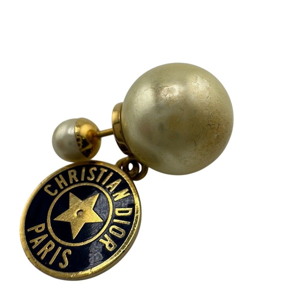 Dior Tribales Tribal Logo Earrings Faux Pearl White — view 3