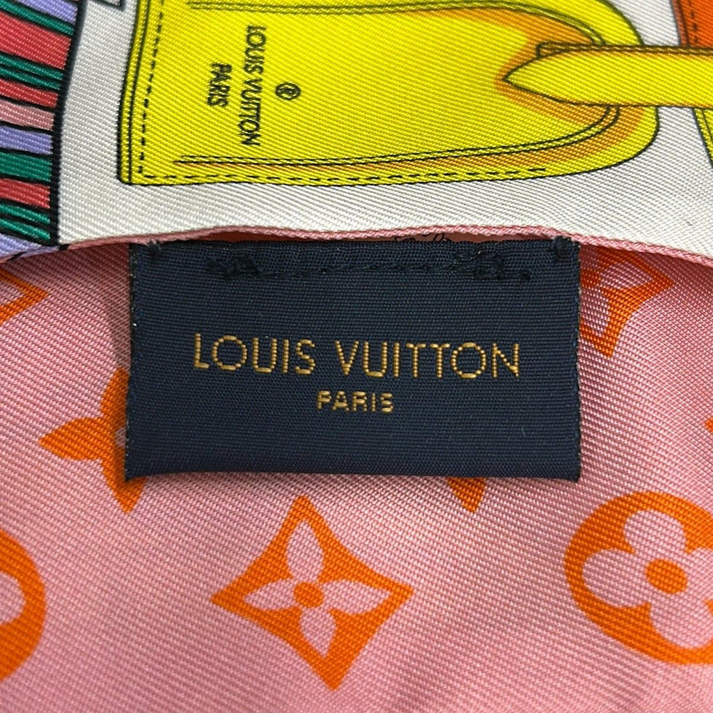 Louis Vuitton Scarf Bandeau My LV Tag Pink White Multi Ribbon Silk — view 2