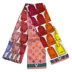 Louis Vuitton Scarf Bandeau My LV Tag Pink White Multi Ribbon Silk