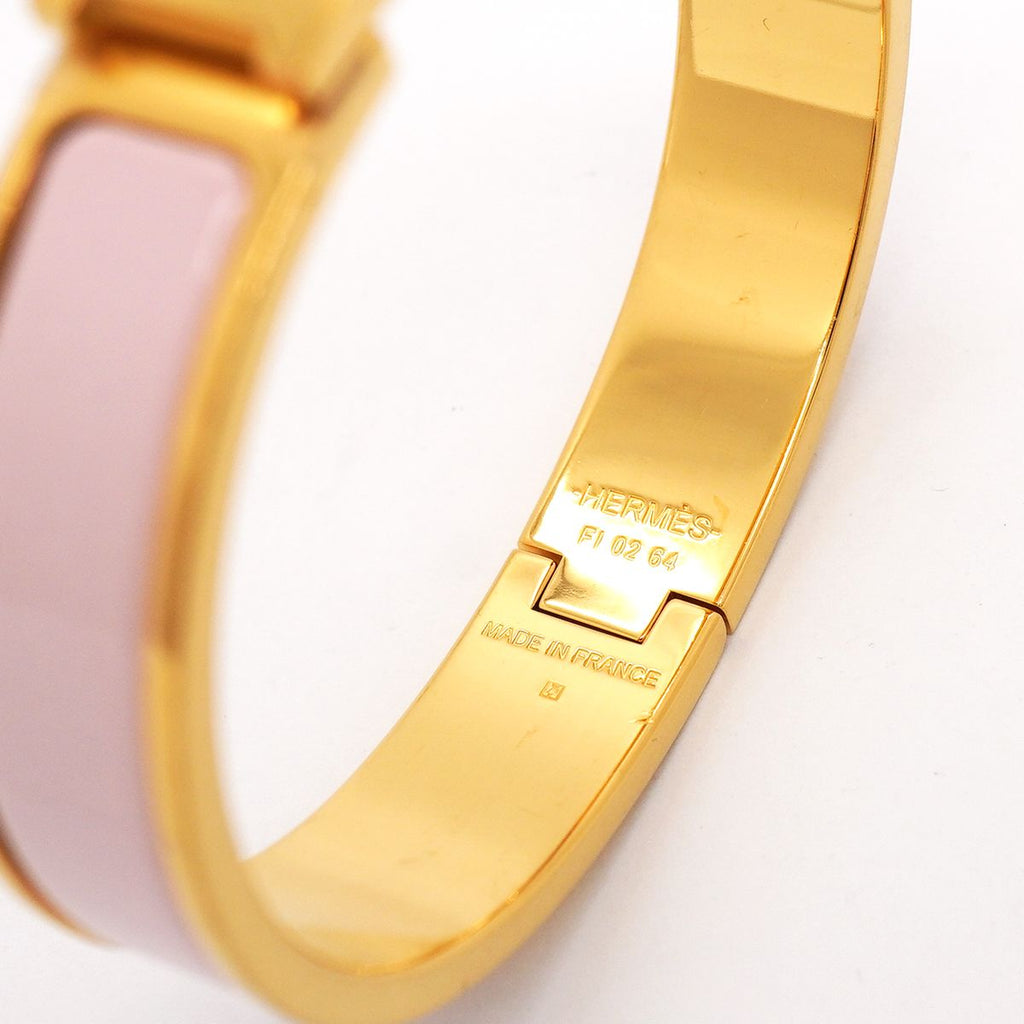 Hermes Bangle Clic Clac PM Gold Plated Pink Bracelet — view 5