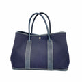 Hermes Tote Bag Garden Party PM Toile Officier Navy Silver