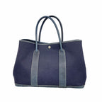 Hermes Tote Bag Garden Party PM Toile Officier Navy Silver