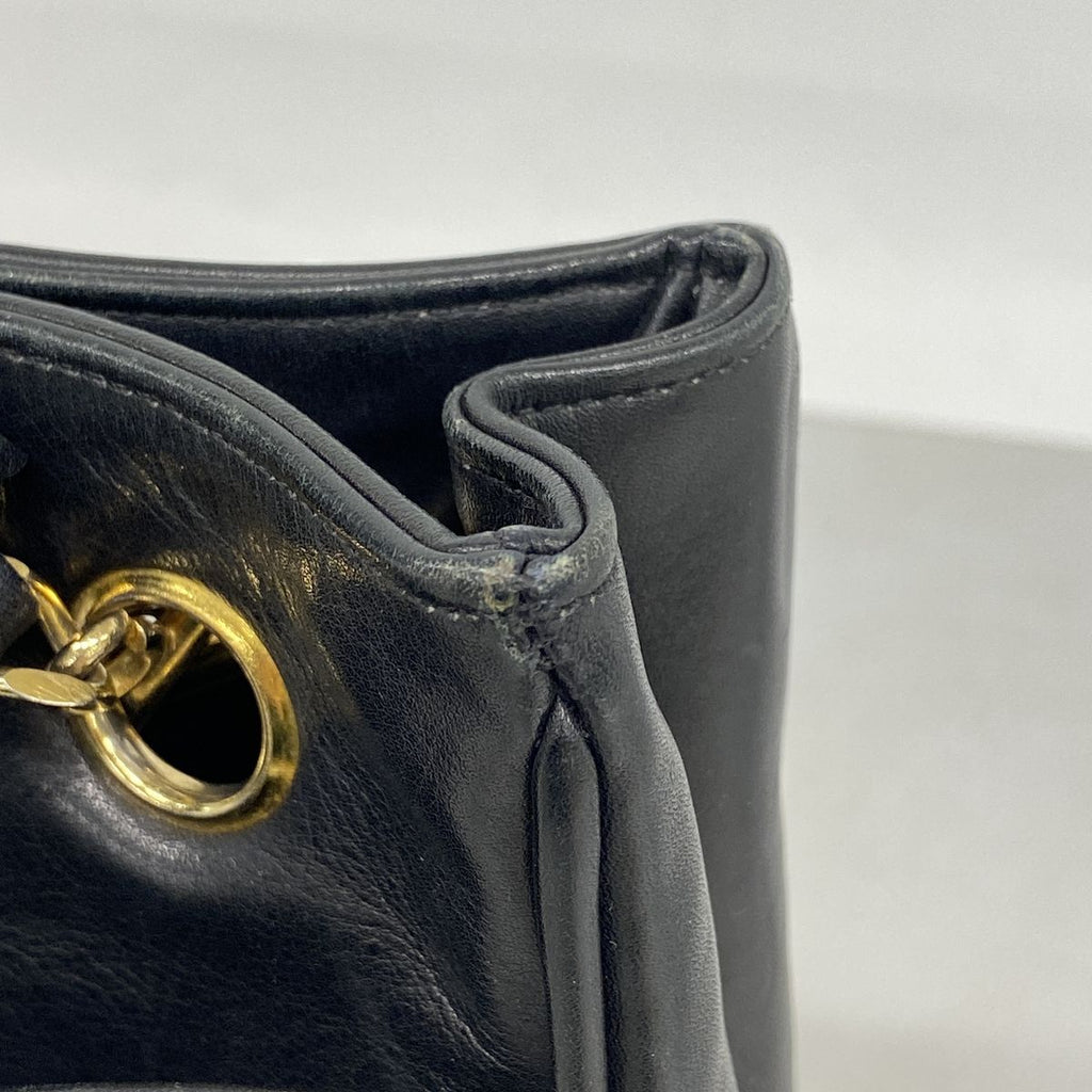 Chanel Chain Tote Bag Quilted Lambskin Black Gold — view 8