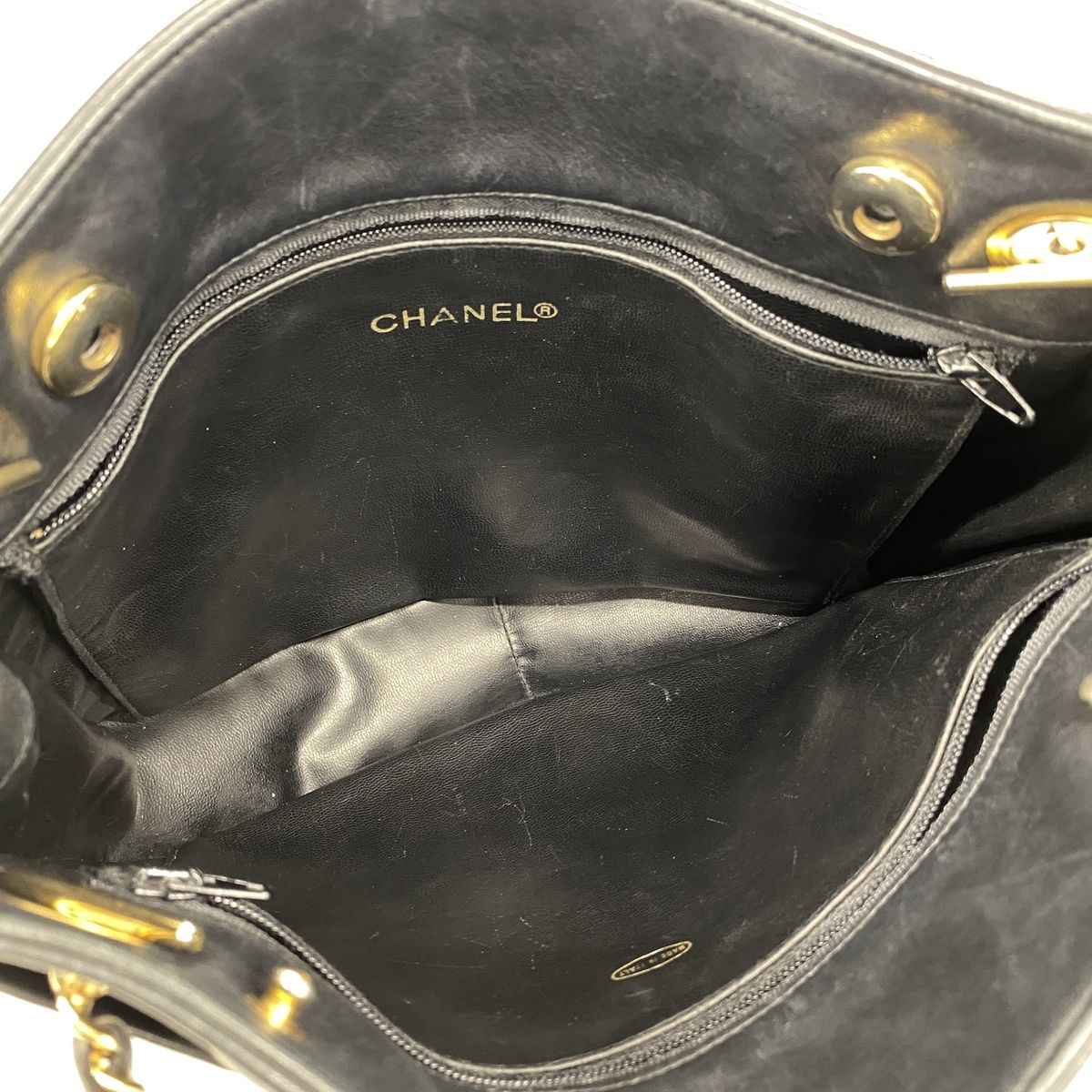 Chanel Chain Tote Bag Quilted Lambskin Black Gold — view 4