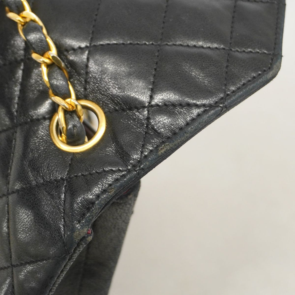 Chanel Shoulder Bag Quilted Lambskin Black Gold — view 7