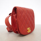 Chanel Waist Bag Quilted Caviar Leather Red Gold — view 2