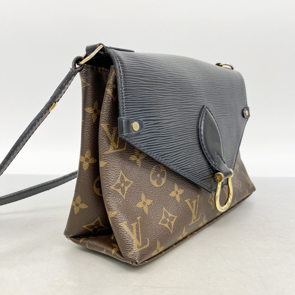 Louis Vuitton Shoulder Bag Monogram Epi Saint Michel Brown Noir — view 2